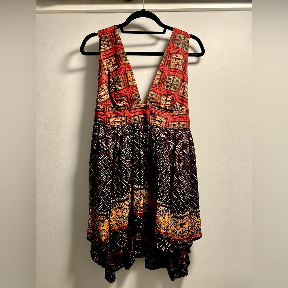 Free People red + black bohemian mini